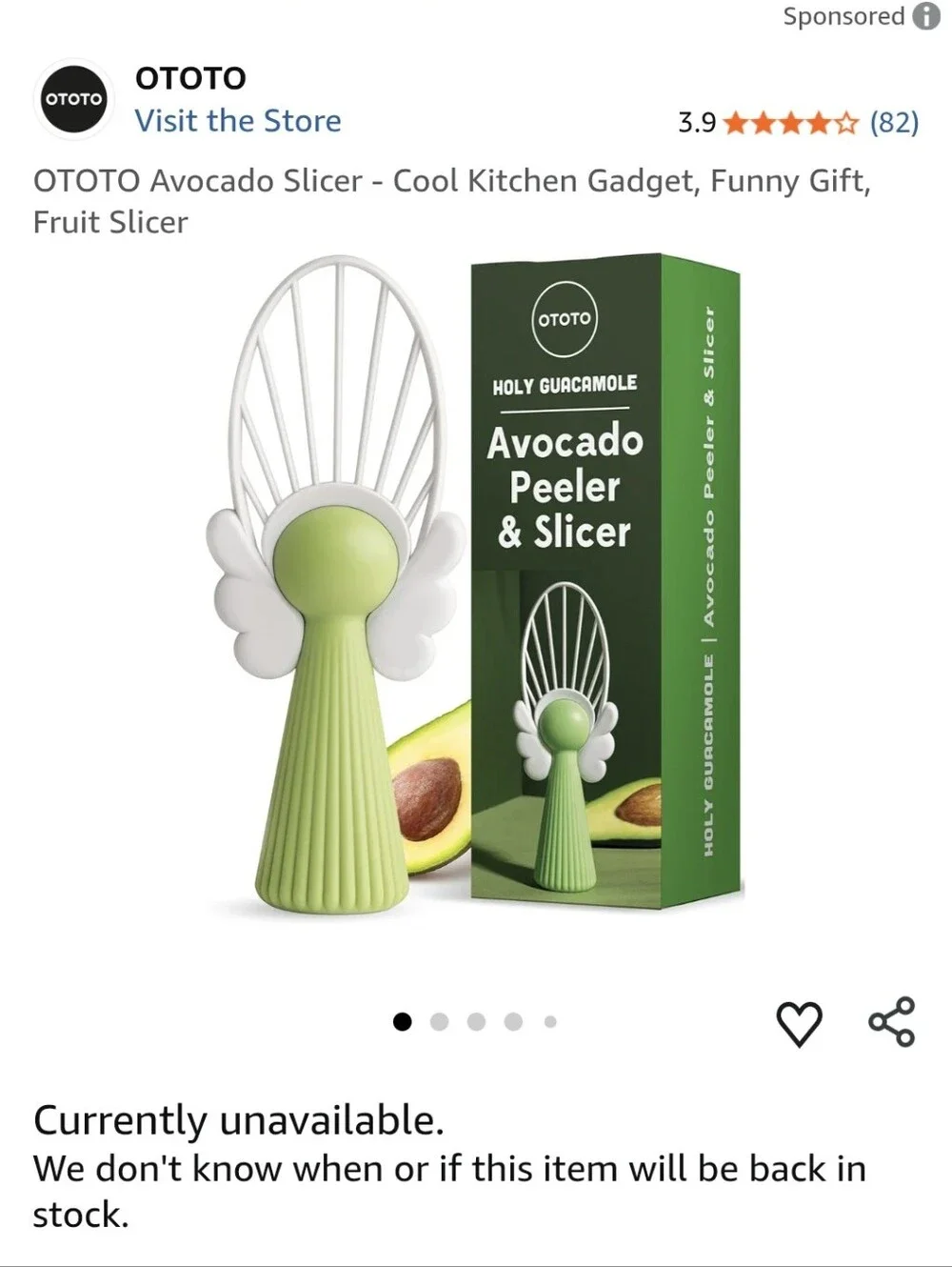 Holy Guacamole Avocado Peeler and Slicer - BPA Free by Ototo BNWT 5☆ RETIRED